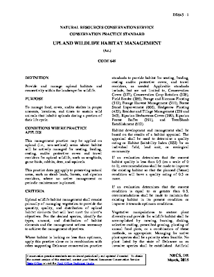 Delaware 645: Upland Wildlife Habitat Management