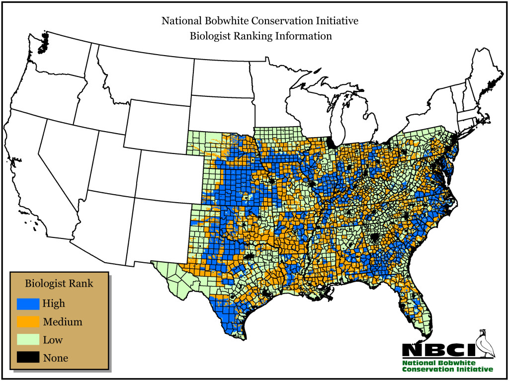 NBCI BRI Map for Northern Bobwhite