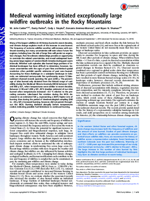 Medieval warming initiated exceptionally large wildfire outbreaks in the Rocky Mountains