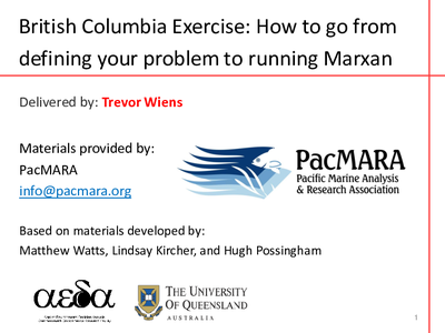 Marxan Training Talk 3 - Case Study Application