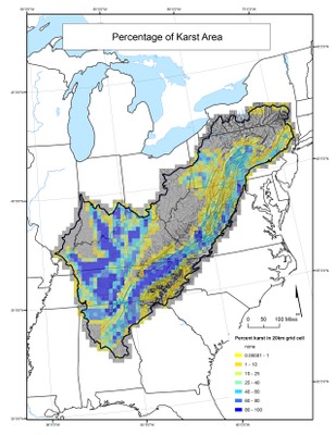 Percentage of Karst Area within Grid Cell