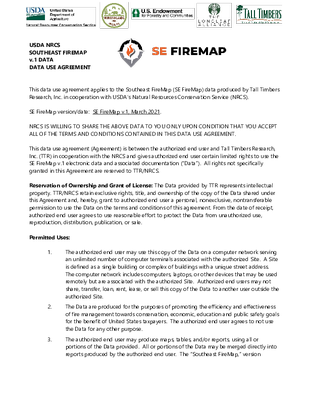 SE FireMap Version 1.0 Data Use Agreement