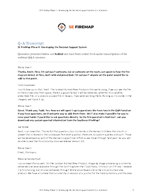 Questions and Answers-SE FireMap Phase II: Developing the Decision Support System