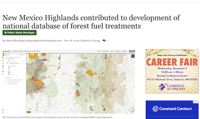 New Mexico Highlands Contributed to Development of National Database of Forest Fuel Treatments